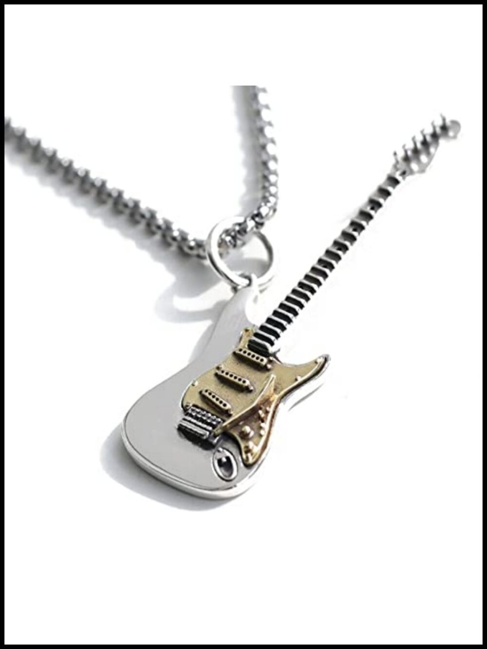 Guitar Pendant Necklace Men Punk Gothic Rolo Chain 24 In Music Jewelry